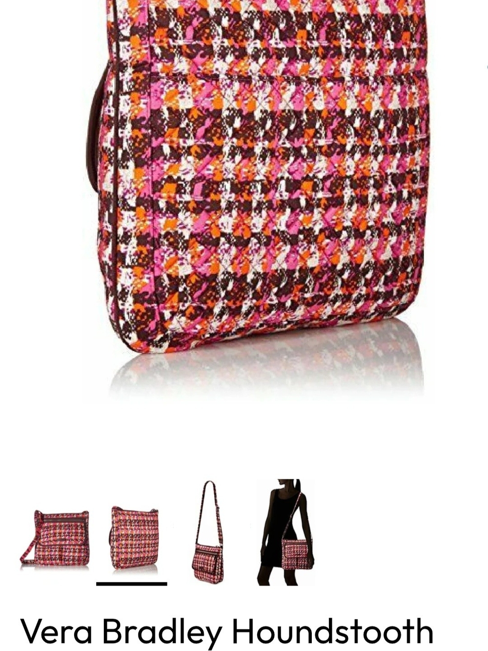 Vera Bradley Pink Multi Houndstooth Crossbody Shoulder Bag